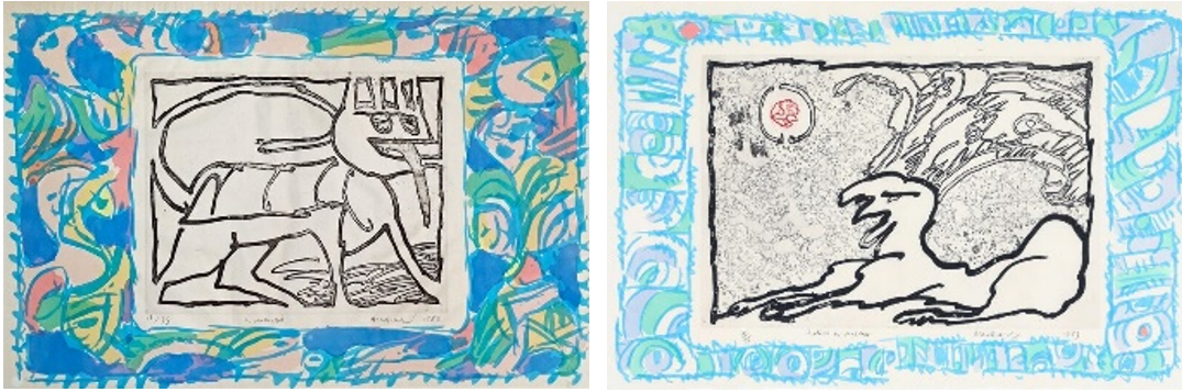 From left to right: Le Chien Roi, 1983; Sphinx en Chapeau, 1983